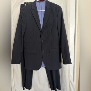 Alfani Men’s Navy Pinstripe 2 Piece Suit 32x32 Slim Fit Pants Blazer Jacket